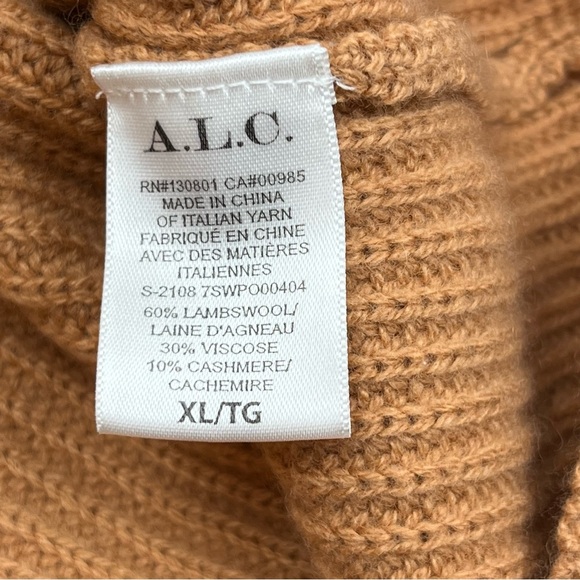 A.L.C. Helena Ribbed Lambswool Cashmere Blend Sweater Womens‎ Size XL Tan NEW - Picture 7 of 13